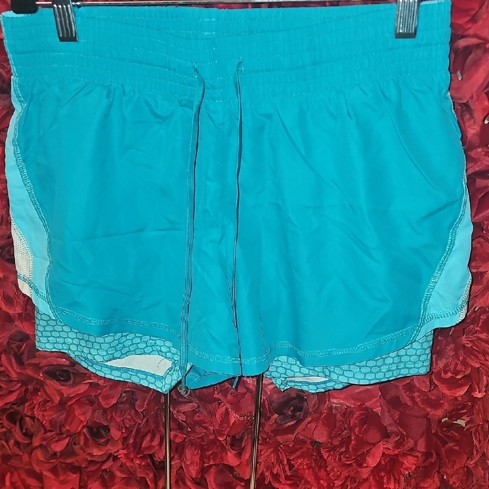 Champion NWOT Girls Teal Duo Dry Layered Shorts Size Large